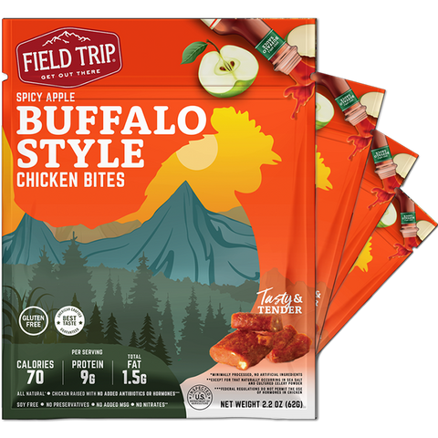 Spicy Buffalo Chicken Bites 2.2oz (4 Pack) – Cage-Free Jerky Snack | Made in USA Field Trip 