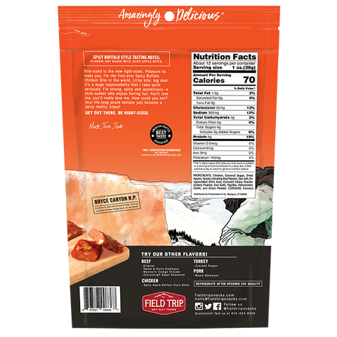 Buffalo Style Chicken Bites 12oz – All Natural Spicy Jerky Snack | Made in USA Field Trip 