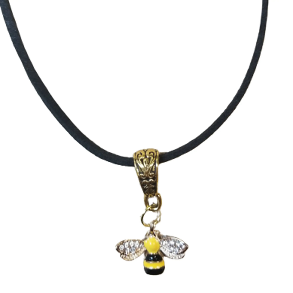 Bumble Bee Pendant Necklace 16 Inch Gold Plated Chain Made in USA ...