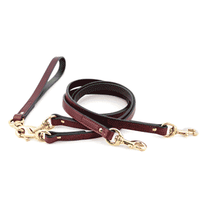 Burgundy Latigo Leather Two Dog No Tangle Walking Leash Coupler – Small or Large | Made in USA Auburn Leathercrafters  item