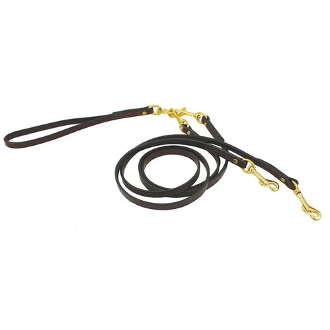 Burgundy Latigo Leather Two Dog No Tangle Walking Leash Coupler – Small or Large | Made in USA Auburn Leathercrafters  item