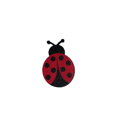 The FRESHe Baglets Bug Charms by Chatelet Manufacturing feature a cute ladybug with a red body, black head, and spots—ideal as a decorative accessory for tote bags like Bogg Bags and Simply Southern totes.