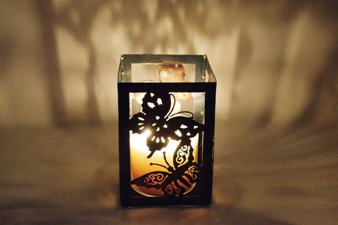 Butterfly Candle Holder – Handmade Rustic Metal Lantern | Made in USA for Home Decor Ambiance Knights Home Decor  item