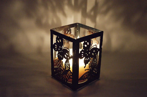 Butterfly Candle Holder – Handmade Rustic Metal Lantern | Made in USA for Home Decor Ambiance Knights Home Decor  item