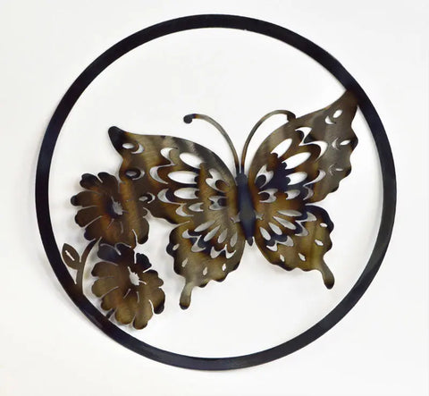 Butterfly Metal Wall Art – Handmade Decorative Circle Accent | Made in USA Knights Home Decor  item