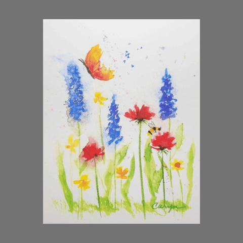 Pack of 4 Butterfly and Bee Wildflower Greeting Cards – Recycled Paper | Made in USA JuLu Cards  Blank Cards