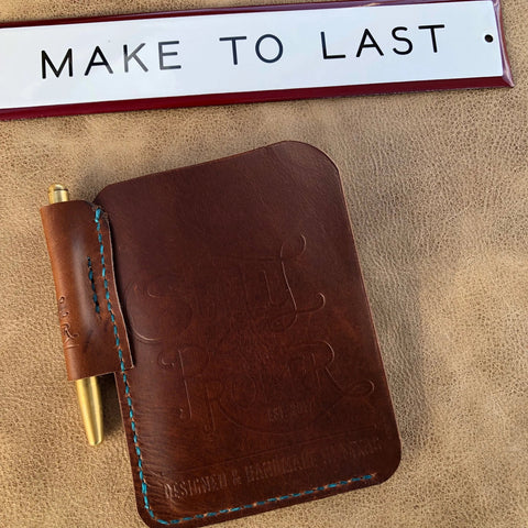 Handcrafted Leather Field Notes Sleeve With Pen Holder – Dark Brown | Made in USA Sully + Proper Supply 