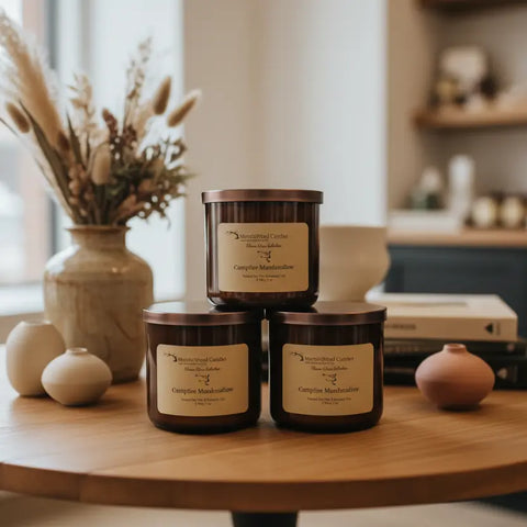 Campfire Marshmallow 3-Wick Soy Candle 17 oz – Long-Lasting Scented Home Fragrance | Made in USA MorninWood Candles  3 Wick Candle