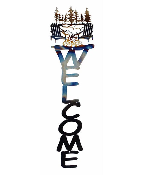 Campfire Themed Metal Welcome Sign – Rustic Outdoor Wall Decor | Made in USA Knights Home Decor  item