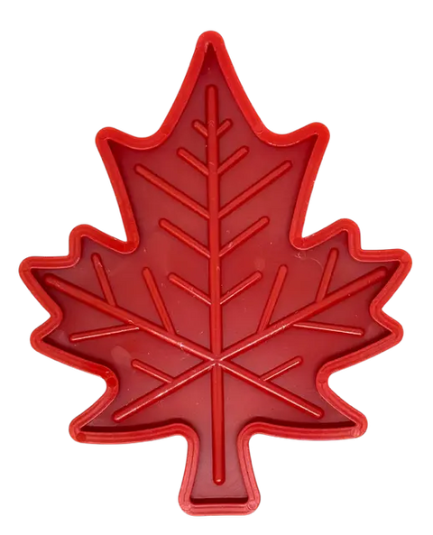 The SodaPup Canadian Maple Leaf EChew Durable Nylon Dog Chew Toy features a red maple leaf design inspired by the Canadian flag and is veterinarian approved for safe dog play.