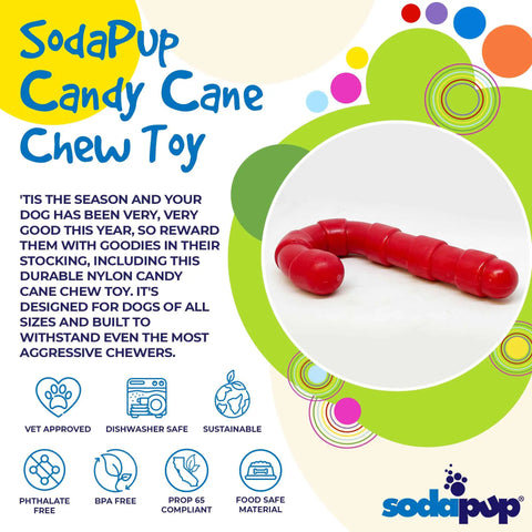 Candy Cane Power Chewer Dog Toy – Ultra Durable Nylon | Made in USA SodaPup  Nylon Dog Toys
