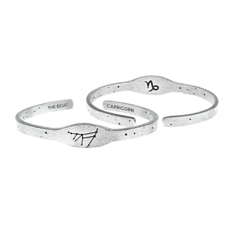 Capricorn Zodiac Cuff Bracelet – Recycled Pewter Astrological Jewelry | Made in USA Whitney Howard Designs  Zodiac Cuffs