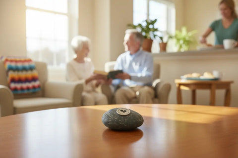 Caring Compassionate Giving Meditation Stone – Natural River Rock with Recycled Pewter Emblem | Made in USA Whitney Howard Designs  Meditation Stones