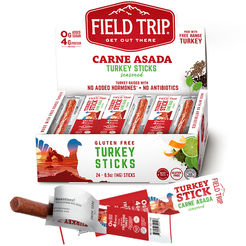 Carne Asada Seasoned Turkey Meat Sticks 0.5oz (24ct) – Gluten Free Snack | Made in USA Field Trip 