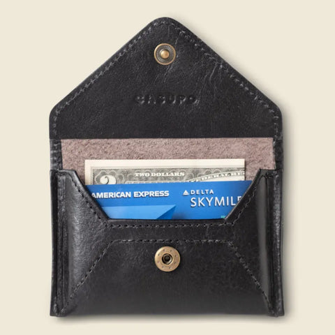 Casupo 4.5 Inch Mini Envelope Black Wallet – Full Grain Leather | Handmade in USA CASUPO  Envelope Wallet