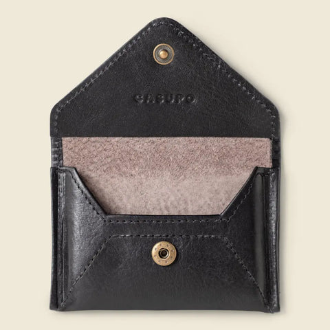 Casupo 4.5 Inch Mini Envelope Black Wallet – Full Grain Leather | Handmade in USA CASUPO  Envelope Wallet