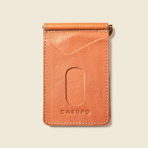 Casupo 4x3 Inch Full Grain Natural Leather Money Clip Wallet – Handmade in USA CASUPO  Money Clip Wallet