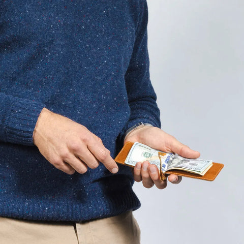 Casupo 4x3 Inch Full Grain Natural Leather Money Clip Wallet – Handmade in USA CASUPO  Money Clip Wallet