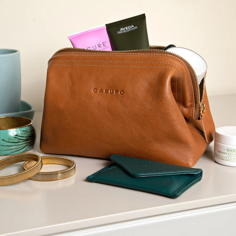 Casupo 7.5 Inch Leather Toiletry Bag – Sustainable Travel Pouch | Handmade in USA CASUPO  Dopp Toiletry Bag
