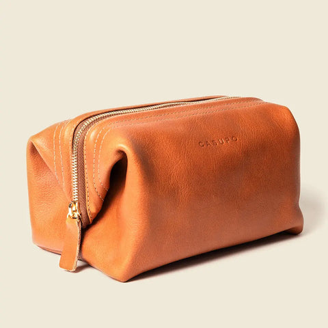 Casupo 7.5 Inch Leather Toiletry Bag – Sustainable Travel Pouch | Handmade in USA CASUPO  Dopp Toiletry Bag