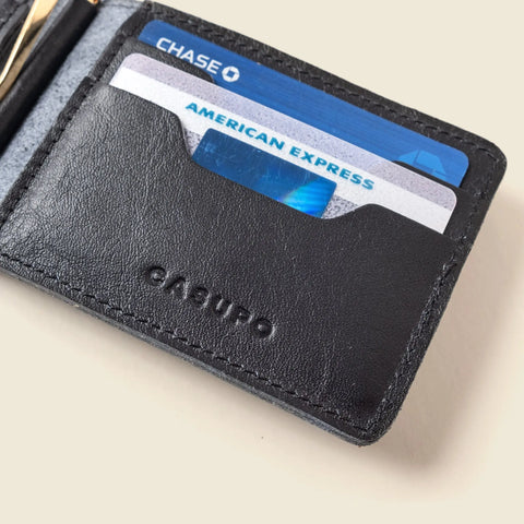 Casupo Bifold Black Leather Wallet 4.5 Inch – Money Clip | Handmade in USA CASUPO  Money Clip Wallet