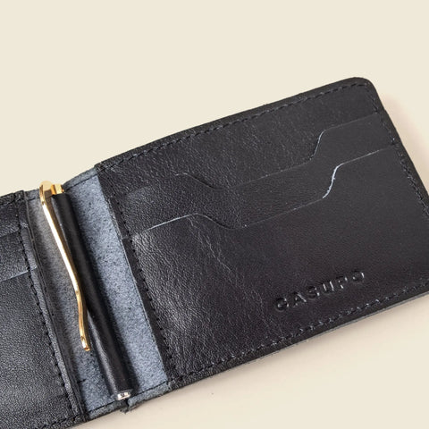 Casupo Bifold Black Leather Wallet 4.5 Inch – Money Clip | Handmade in USA CASUPO  Money Clip Wallet