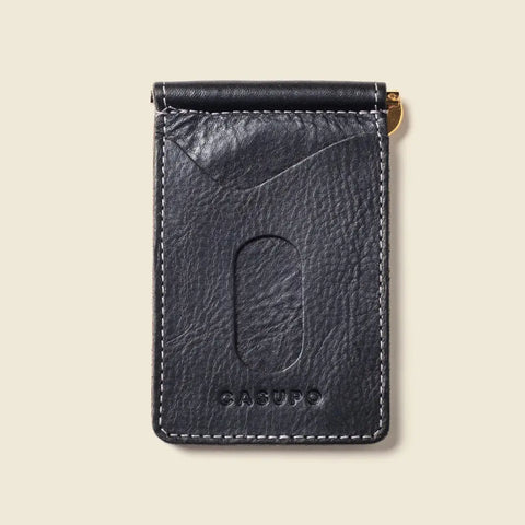 Casupo Black Full Grain Leather Money Clip Wallet 4x2.75 Inch | Handmade in USA CASUPO  Money Clip Wallet