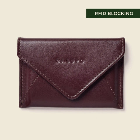 Casupo Burgundy Mini Envelope Wallet RFID Blocking 4.5 Inch – Handmade in USA CASUPO  Envelope Wallet