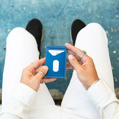 Casupo Cobalt Money Clip Wallet – 4.25 Inch Full Grain Leather | Handmade in USA CASUPO  Money Clip Wallet