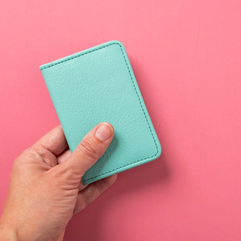Casupo Compact RFID Leather Wallet 4 Inch – Minimalist Baby Blue Handmade in USA CASUPO  Small Bifold
