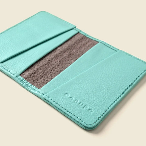 Casupo Compact RFID Leather Wallet 4 Inch – Minimalist Baby Blue Handmade in USA CASUPO  Small Bifold