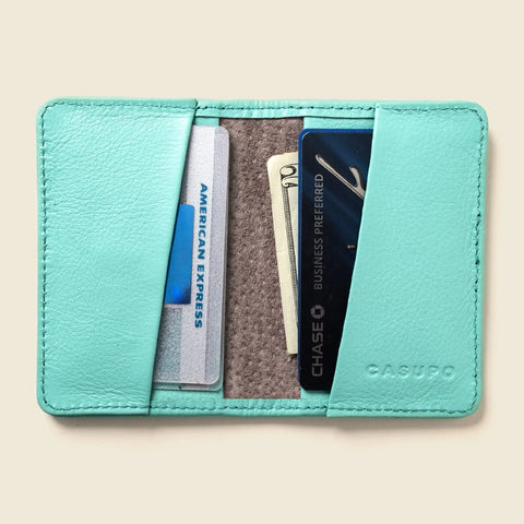 Casupo Compact RFID Leather Wallet 4 Inch – Minimalist Baby Blue Handmade in USA CASUPO  Small Bifold