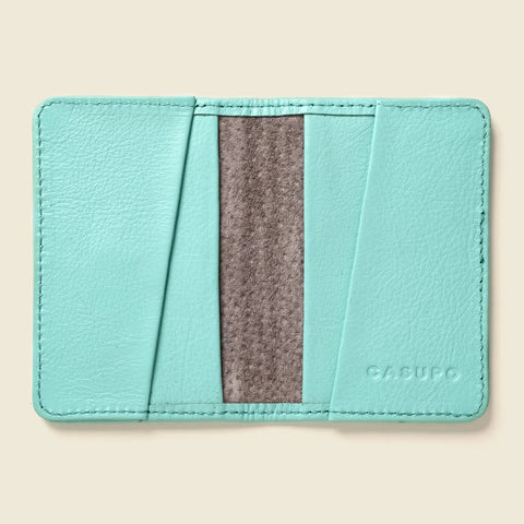 Casupo Compact RFID Leather Wallet 4 Inch – Minimalist Baby Blue Handmade in USA CASUPO  Small Bifold