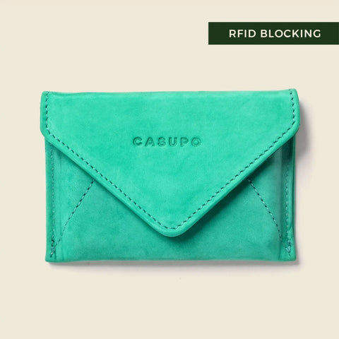 Casupo Mini Envelope Wallet 4.5x3 Inch – RFID Blocking Full-Grain Leather Wallet Mint Green | Made in USA CASUPO  Envelope Wallet