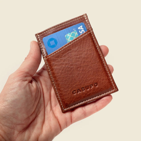 Casupo Minimalist Leather Wallet – 2.75x4 Inch Chocolate | Handmade in USA CASUPO  Slim Card Holder