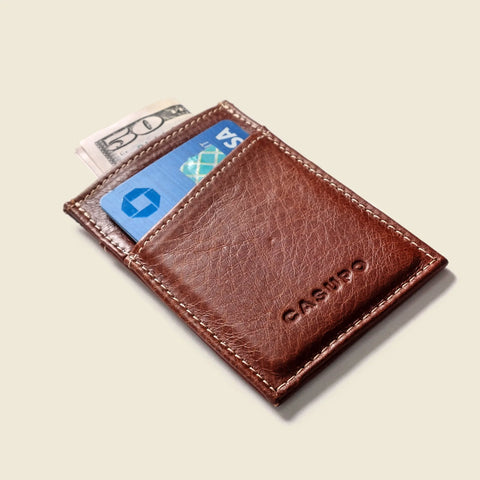 Casupo Minimalist Leather Wallet – 2.75x4 Inch Chocolate | Handmade in USA CASUPO  Slim Card Holder