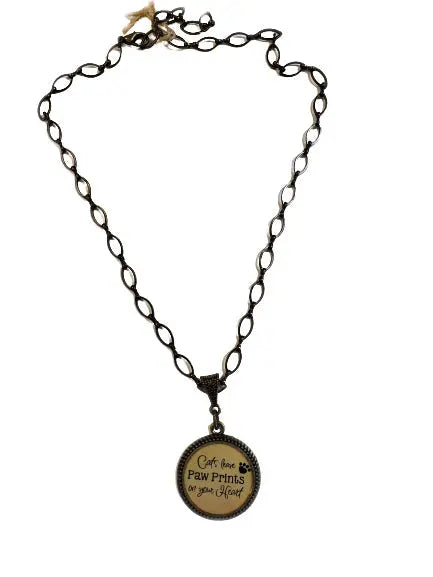 Cat Lovers Pendant Necklace – Antique Brass Chain – Waterproof Quote Jewelry | Made in USA Michelle Marie Boutique  Necklace