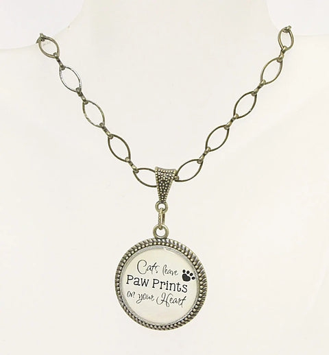 Cat Lovers Pendant Necklace – Antique Brass Chain – Waterproof Quote Jewelry | Made in USA Michelle Marie Boutique  Necklace
