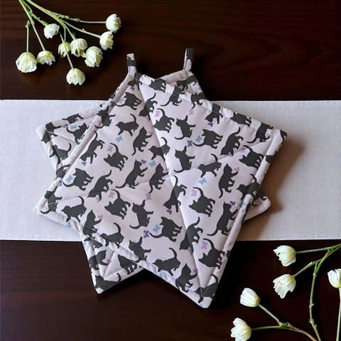 Cats & Butterflies - Pot Holders (Set of 2) Frances Farm & Craft  Pot holders
