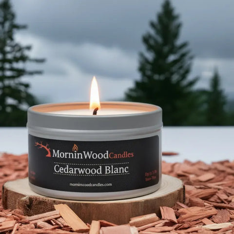 Cedarwood Blanc Soy Candle Tin – 7oz Natural Home Fragrance – Handcrafted by MorninWood Candles | Made in USA MorninWood Candles  Candles