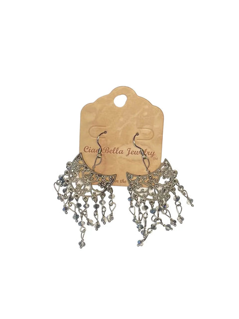 Celestial Blue Filigree Chandelier Earrings With Sterling Silver Hooks – Artisan Jewelry | Made in USA Michelle Marie Boutique  Earrings