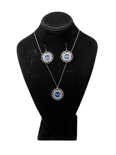 Delicate NASA Filigree Pendant & Earring Set | Silver | Space Fan Gift Michelle Marie Boutique  Jewelry Sets
