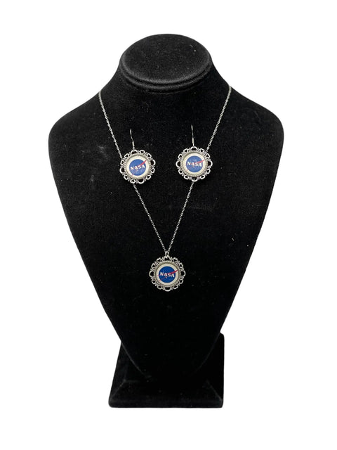 Celestial NASA Filigree Pendant Necklace and Earring Set – Silver Chain with Extender | Made in USA Michelle Marie Boutique  Jewelry Sets