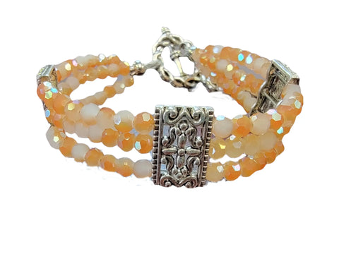 Champagne Crystal Multi Strand Bracelet 7 to 8 Inch Adjustable Toggle Clasp – Elegant Evening Jewelry | Made in USA Michelle Marie Boutique  Bracelet