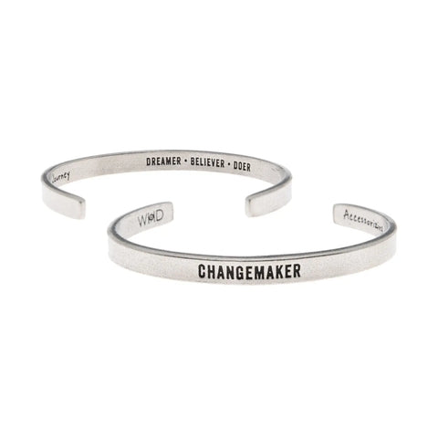 Changemaker Inspirational Open Cuff Bracelet – Recycled Pewter Wristband | Handcrafted in USA Whitney Howard Designs  Cuff Bracelets