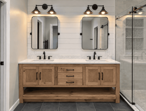 Custom Double Sink Bathroom Vanity – Solid Wood Storage Cabinet with Drawers | Made in USA | Model #1016 Limitless Woodworking  item