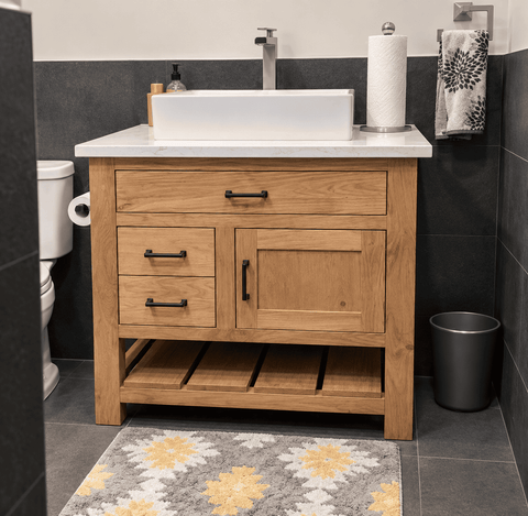 Custom Single Sink Bathroom Vanity – Handcrafted White Pine Wood Cabinet | Made in USA | Model #1044 Limitless Woodworking  item