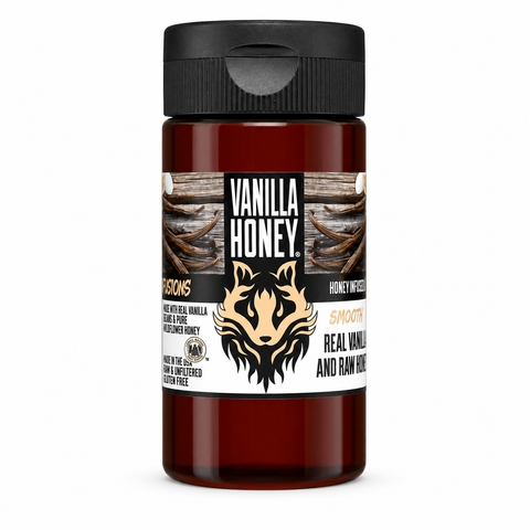 Vanilla Infused Raw Honey 10oz – Gourmet Natural Sweetener Made with Tahitian Beans | Made in USA Honey Badgers Bee Farm  Honey
