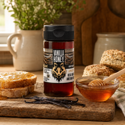 Vanilla Infused Raw Honey 10oz – Gourmet Natural Sweetener Made with Tahitian Beans | Made in USA Honey Badgers Bee Farm  Honey