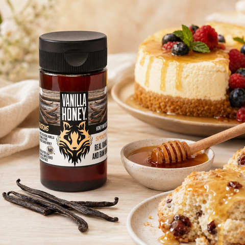 Vanilla Infused Raw Honey 10oz – Gourmet Natural Sweetener Made with Tahitian Beans | Made in USA Honey Badgers Bee Farm  Honey